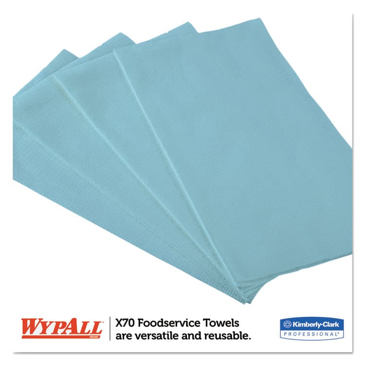 KIMBERLY CLARK X70 Foodservice Towels, 1/4 Fold, 12.5 x 23.5, Unscented, Blue, 300/Carton (KCC05927) thumbnail 2