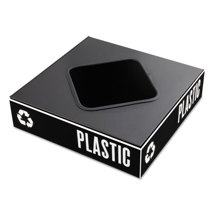 SAFCO PRODUCTS Public Square Recycling Container Lid, Square Opening, 15.25w x 15.25d x 2h, Black (SAF2989BL)