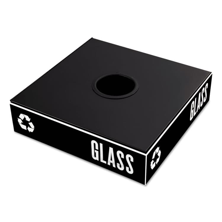 SAFCO PRODUCTS Public Square Recycling Container Lid, Circular Opening, 15.25w x 15.25d x 2h, Black (SAF2988BL)