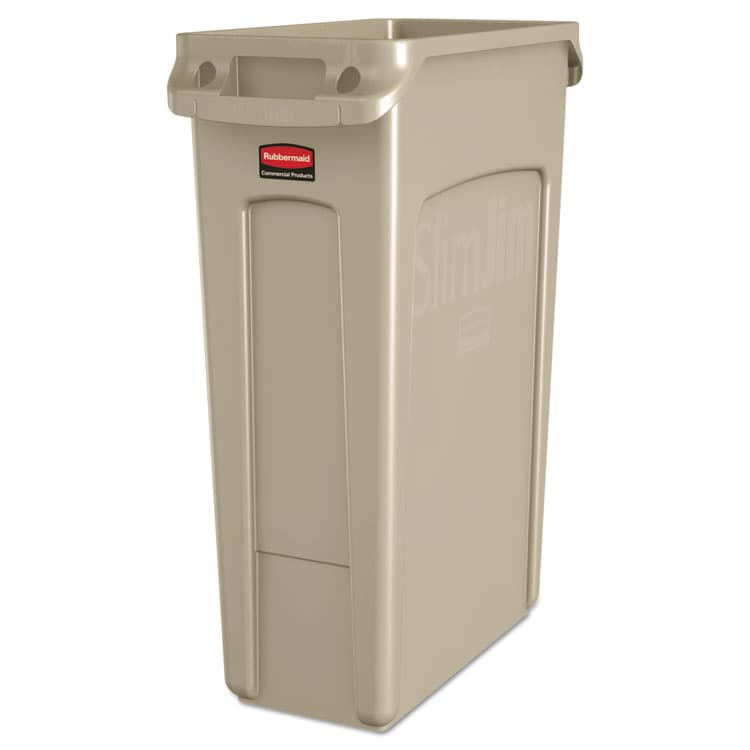 RUBBERMAID COMMERCIAL PROD. Slim Jim with Venting Channels, 23 gal, Plastic, Beige (RCP354060BG)