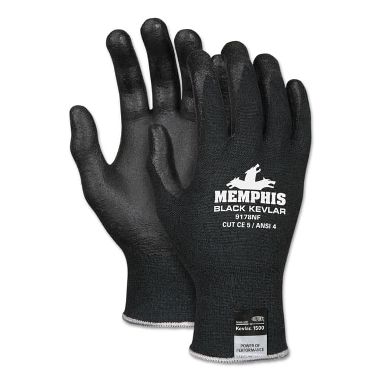 MCR SAFETY Nitrile Coated Kevlar Gloves, EN388: 4542, 11" Long, X-Large, Black, Pair (CRW9178NFXL)