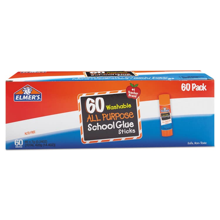 ELMER'S PRODUCTS, . Washable School Glue Sticks, 0.24 oz, Applies and Dries Clear, 60/Box (EPIE501) thumbnail 3
