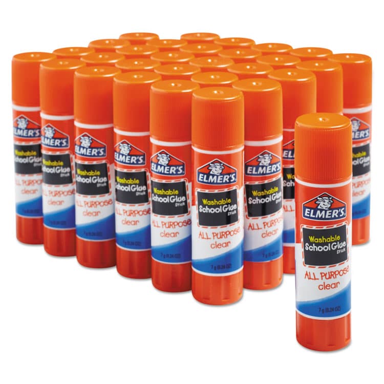 ELMER'S PRODUCTS, . Washable School Glue Sticks, 0.77 oz, Applies White snd Dries Clear, 30/Box (EPIE599)