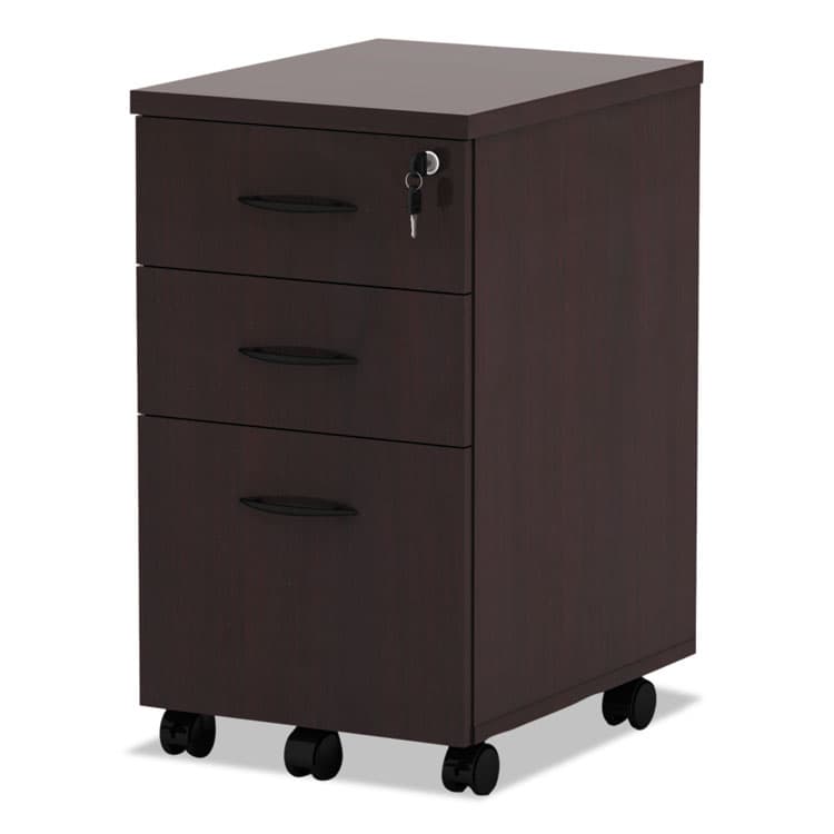ALERA Alera Valencia Series Mobile Pedestal File, Left/Right, 3-Drawers: Box/Box/File, Legal/Letter, Mahogany, 15.88 x 20.5 x 28.38 (ALEVA572816MY) thumbnail 3