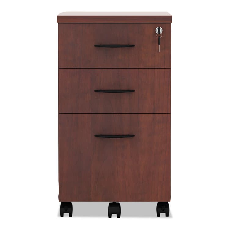 ALERA Alera Valencia Mobile Pedestal File, Left/Right, 3-Drawer Box/Box/File, Legal/Letter, Medium Cherry, 15.88" x 20.5" x 28.38" (ALEVA572816MC) thumbnail 2