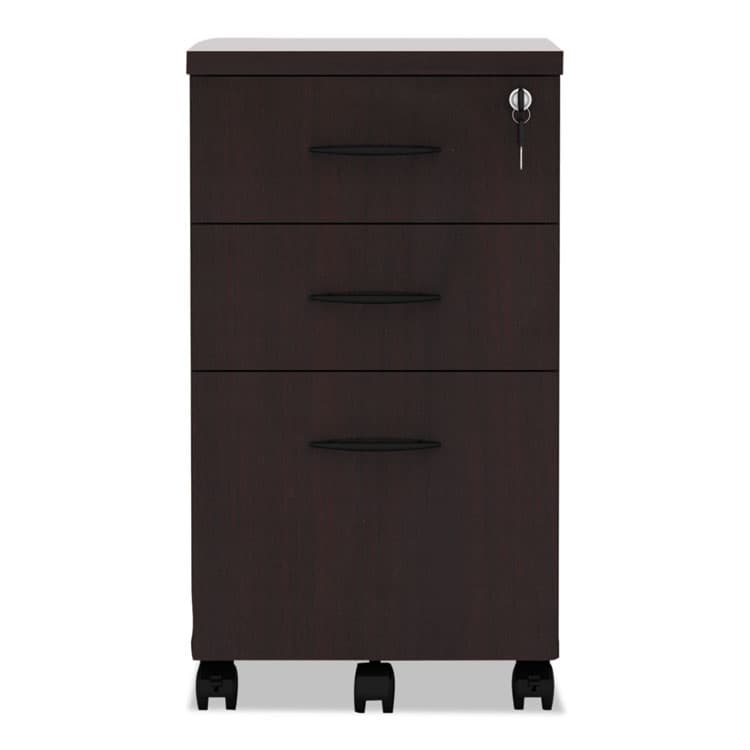ALERA Alera Valencia Series Mobile Pedestal File, Left/Right, 3-Drawers: Box/Box/File, Legal/Letter, Mahogany, 15.88 x 20.5 x 28.38 (ALEVA572816MY) thumbnail 2