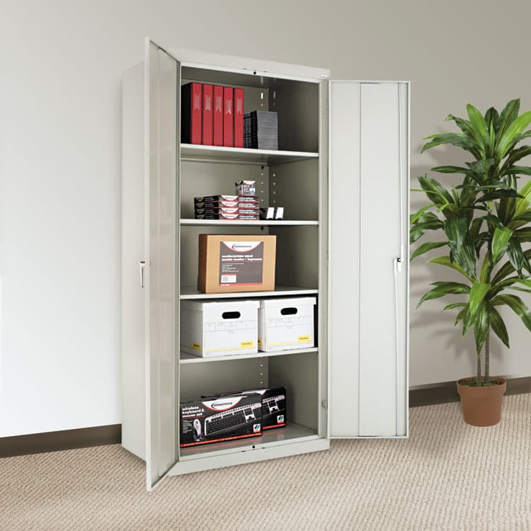 ALERA Assembled 78" High Heavy-Duty Welded Storage Cabinet, Four Adjustable Shelves, 36w x 24d, Light Gray (ALECM7824LG) thumbnail 3