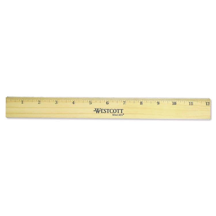 ACME UNITED CORPORATION Flat Wood Ruler with Two Double Brass Edges, Standard/Metric, 12", Clear Lacquer Finish (ACM05221)