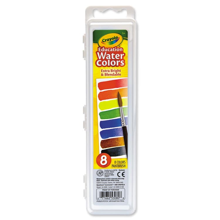 BINNEY & SMITH / CRAYOLA Watercolors, 8 Assorted Colors, Palette Tray (CYO530080)