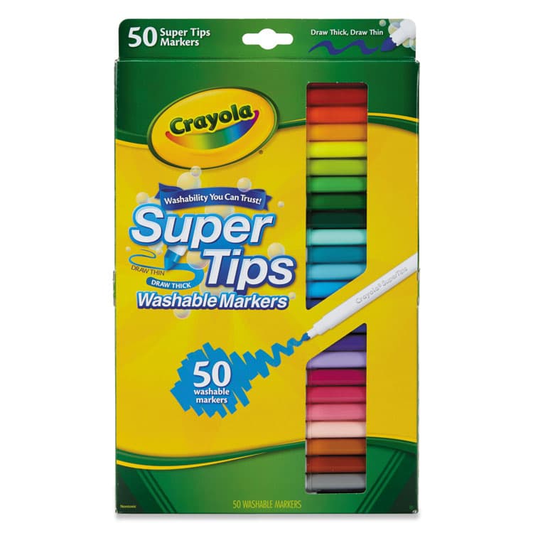 BINNEY & SMITH / CRAYOLA Washable Super Tips Markers, Fine/Broad Bullet Tips, Assorted Colors, 50/Set (CYO585050)