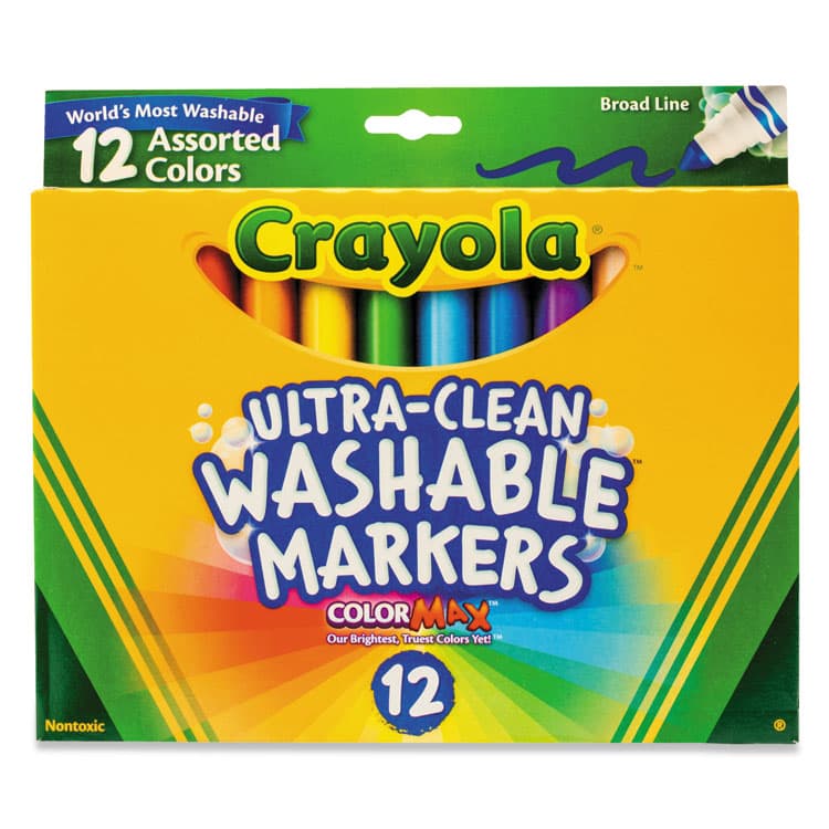 BINNEY & SMITH / CRAYOLA Ultra-Clean Washable Markers, Broad Bullet Tip, Assorted Colors, Dozen (CYO587812)
