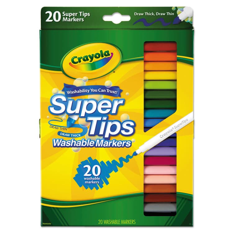 BINNEY & SMITH / CRAYOLA Washable Super Tips Markers, Fine/Broad Bullet Tips, Assorted Colors, 20/Set (CYO588106)