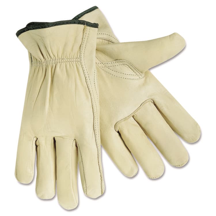 MCR SAFETY Top Grain Cowhide Leather Drivers Gloves, Gunn Cut, Keystone Thumb, X-Large, Beige, Pair (CRW3211XL)