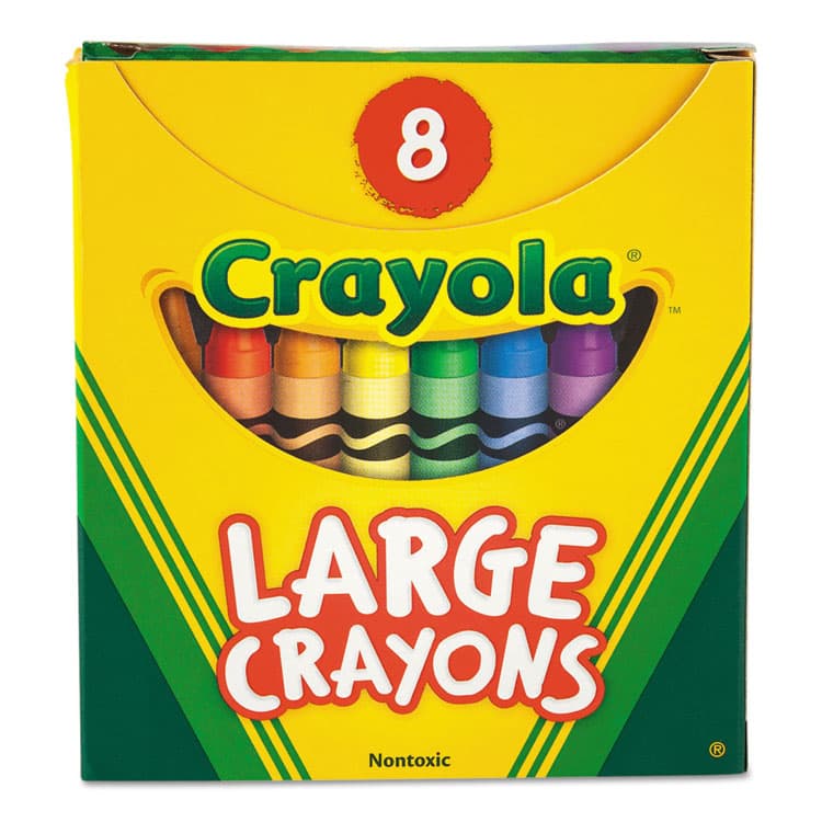 BINNEY & SMITH / CRAYOLA Large Crayons, Tuck Box Packaging, Large Size, 0.44" x 4", 8 Assorted Colors, 8/Pack (CYO520080)