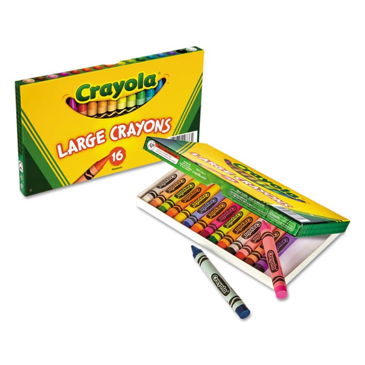 BINNEY & SMITH / CRAYOLA Large Crayons, Tuck Box Packaging, Large Size, 0.44" x 4", 16 Assorted Colors, 16/Pack (CYO520336) thumbnail 2