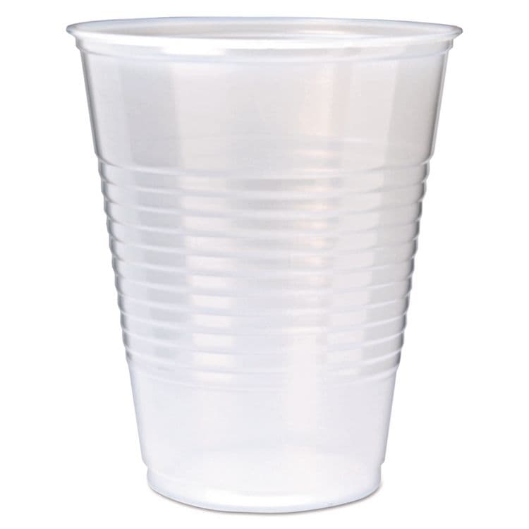 FABRI-KAL RK Ribbed Cold Drink Cups, 12 oz, Plastic, Translucent, 50/Sleeve, 20 Sleeves/Carton (FABRK12)