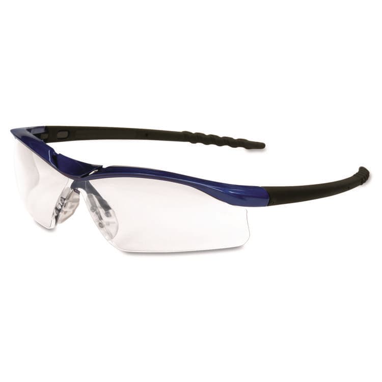 MCR SAFETY Dallas Safety Glasses, Metallic Blue Half Frame, Clear Dual Anti-Fog Lens (CRWDL310AF)