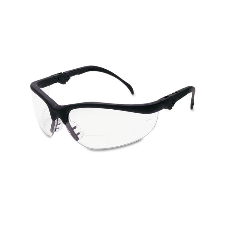 MCR SAFETY Klondike Magnifier Safety Glasses, 1.5+ Diopter, Black Half Frame, Clear Dual Lens (CRWK3H15)