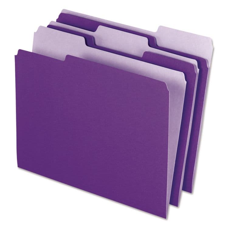 TOPS BUSINESS FORMS Interior File Folders, 1/3-Cut Tabs: Assorted, Letter Size, Violet, 100/Box (PFX421013VIO)