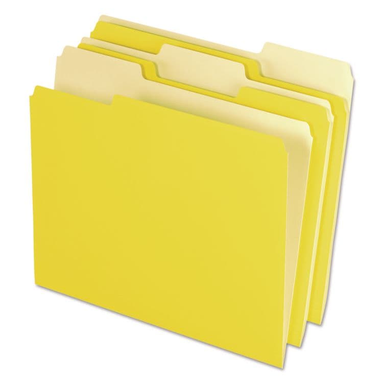 TOPS BUSINESS FORMS Interior File Folders, 1/3-Cut Tabs: Assorted, Letter Size, Yellow, 100/Box (PFX421013YEL)