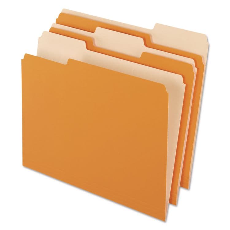 TOPS BUSINESS FORMS Interior File Folders, 1/3-Cut Tabs: Assorted, Letter Size, Orange, 100/Box (PFX421013ORA)