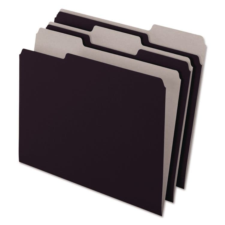 TOPS BUSINESS FORMS Interior File Folders, 1/3-Cut Tabs: Assorted, Letter Size, Black/Gray, 100/Box (PFX421013BLA)