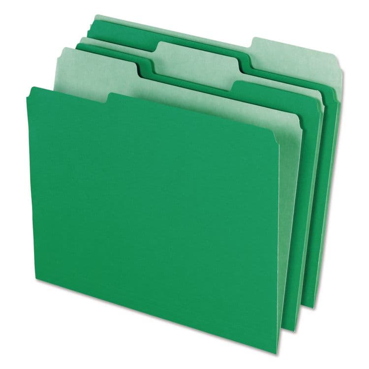 TOPS BUSINESS FORMS Interior File Folders, 1/3-Cut Tabs: Assorted, Letter Size, Bright Green, 100/Box (PFX421013BGR)