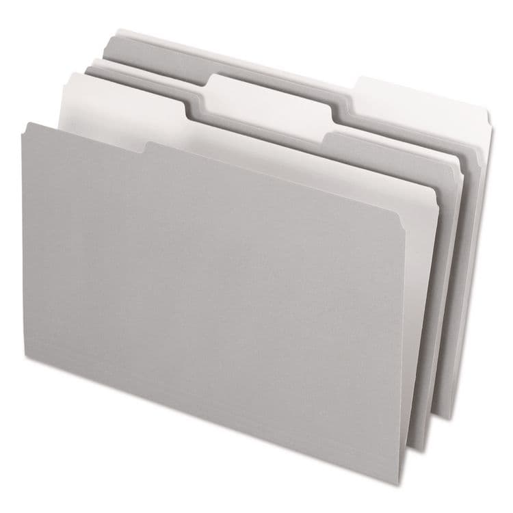 TOPS BUSINESS FORMS Interior File Folders, 1/3-Cut Tabs: Assorted, Legal Size, Gray, 100/Box (PFX435013GRA)
