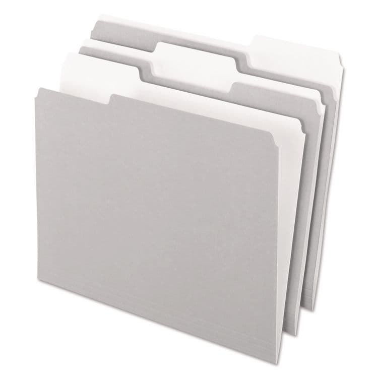 TOPS BUSINESS FORMS Interior File Folders, 1/3-Cut Tabs: Assorted, Letter Size, Gray, 100/Box (PFX421013GRA)