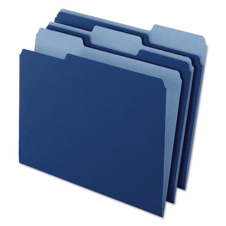 TOPS BUSINESS FORMS Interior File Folders, 1/3-Cut Tabs: Assorted, Letter Size, Navy Blue, 100/Box (PFX421013NAV)