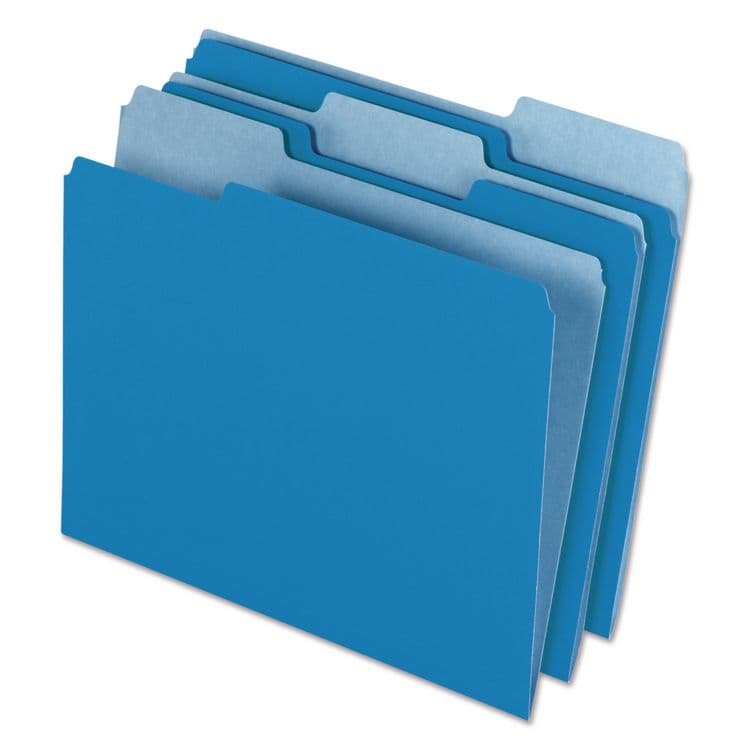 TOPS BUSINESS FORMS Interior File Folders, 1/3-Cut Tabs: Assorted, Letter Size, Blue, 100/Box (PFX421013BLU)