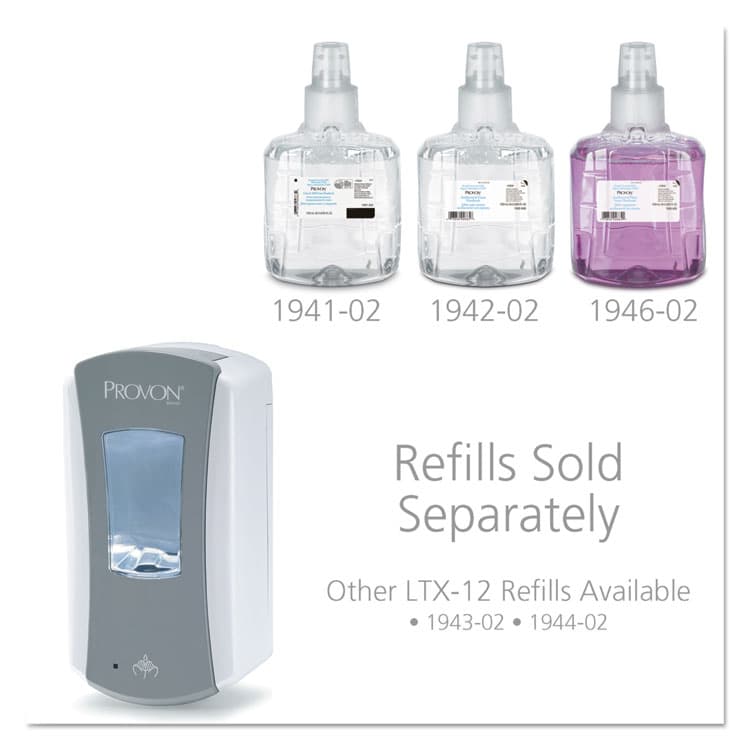 GO-JO INDUSTRIES LTX-12 Dispenser, 1,200 mL, 5.75 x 3.38 x 10.63, Gray/White, 4/Carton (GOJ197104CT) thumbnail 2