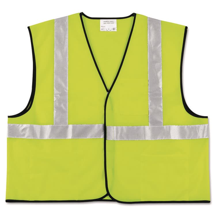 MCR SAFETY Class 2 Safety Vest, Polyester, Large Fluorescent Lime with Silver Stripe (CRWVCL2SLL)