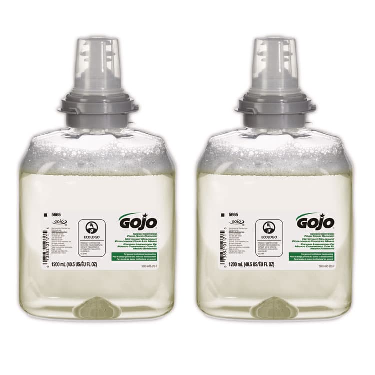 GO-JO INDUSTRIES TFX Green Certified Foam Hand Cleaner Refill, Unscented, 1,200 mL, 2/Carton (GOJ566502CT)