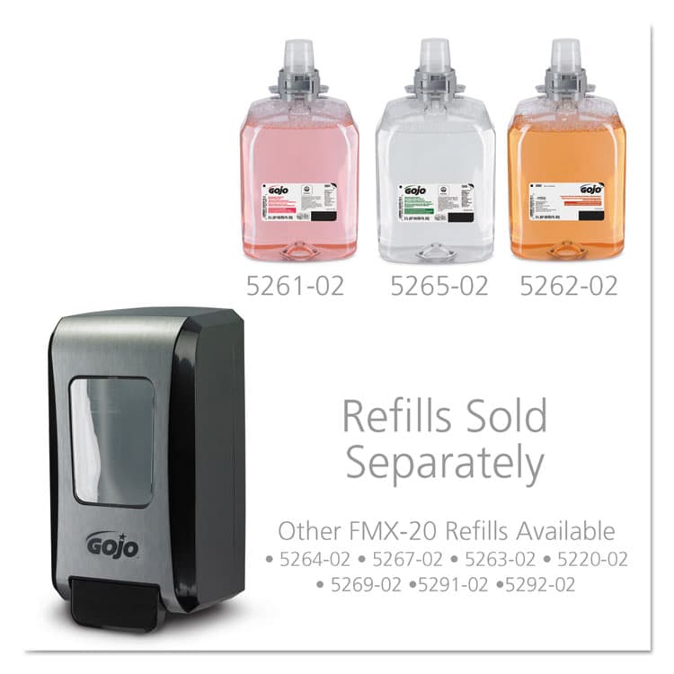GO-JO INDUSTRIES FMX-20 Soap Dispenser, 2 L, 6.5 x 4.7 x 11.7, Black/Chrome, 6/Carton (GOJ527106) thumbnail 4