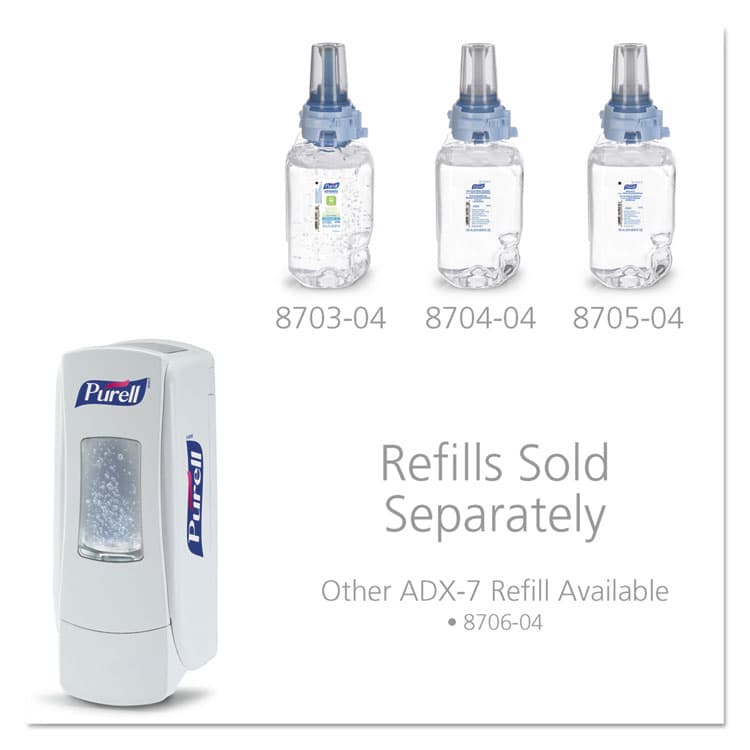 GO-JO INDUSTRIES ADX-7 Dispenser, 700 mL, 3.75 x 3.5 x 9.75, White (GOJ872006) thumbnail 4