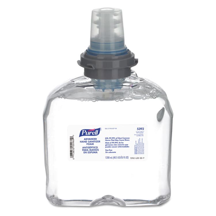 GO-JO INDUSTRIES Advanced Hand Sanitizer TFX Refill, Foam, 1,200 mL, Unscented, 2/Carton (GOJ539202CT)