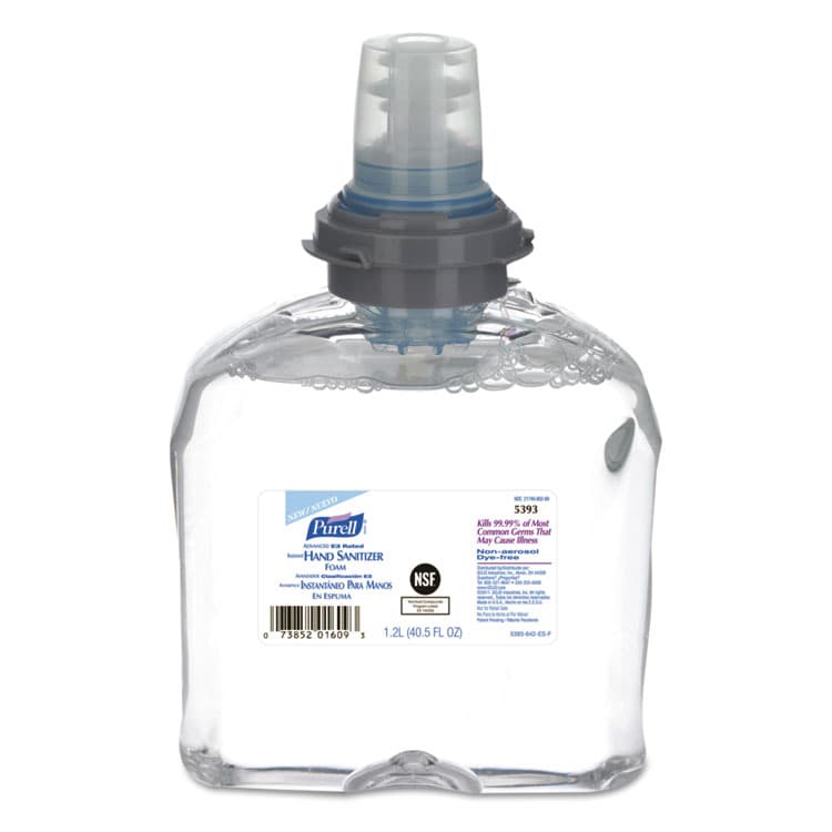 GO-JO INDUSTRIES Advanced Hand Sanitizer E3-Rated Foam, 1,200 mL Refill, Fragrance-Free, 2/Carton (GOJ539302)
