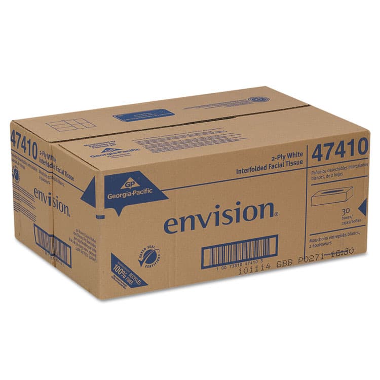 GEORGIA PACIFIC Envision White Facial Tissue, 2-Ply, White, 100 Sheets/Box, 30 Boxes/Carton (GPC47410) thumbnail 2