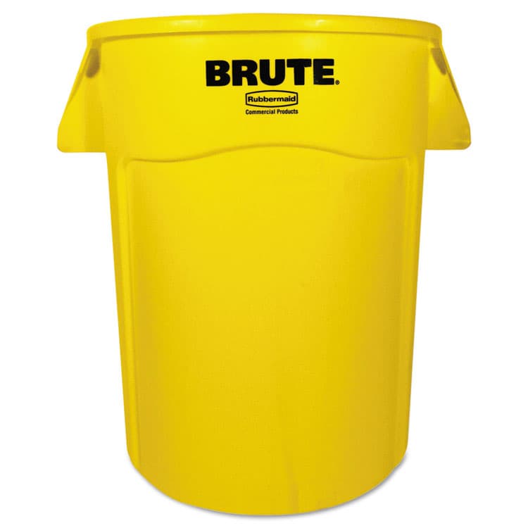 RUBBERMAID COMMERCIAL PROD. Vented Round Brute Container, 44 gal, Plastic, Yellow (RCP264360YEL)