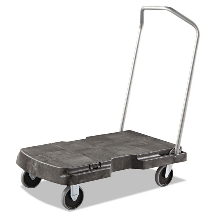 RUBBERMAID COMMERCIAL PROD. Triple Trolley Platform Truck with Angled-Loop Handle, 500 lb Capacity, 20.5 x 32.5 x 35, Black (RCP4401BLA)