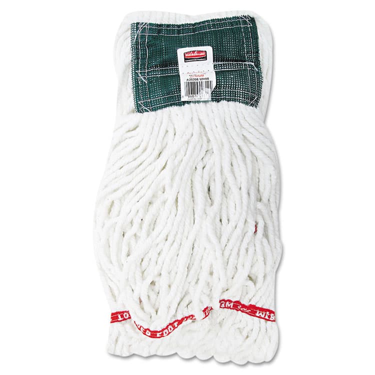 RUBBERMAID COMMERCIAL PROD. Web Foot Shrinkless Looped-End Wet Mop Head with 5" Headband, Cotton/Synthetic, Medium, White, 6/Carton (RCPA25206WHICT)