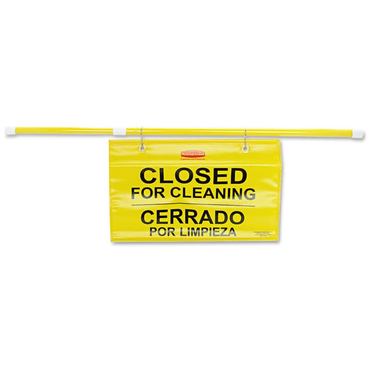 RUBBERMAID COMMERCIAL PROD. Site Safety Hanging Sign, 50 x 1 x 13, Multi-Lingual, Yellow (RCP9S1600YL)