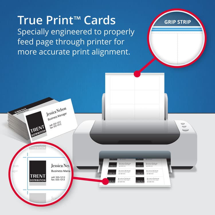 AVERY PRODUCTS CORPORATION True Print Premium Clean Edge Business Cards, Inkjet, 2 x 3.5, White, 10 Cards/Sheet, 40 Sheets/Box (AVE8877) thumbnail 3