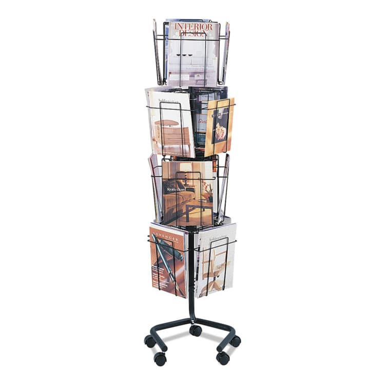 SAFCO PRODUCTS Wire Rotary Display Racks, 16 Compartments, 15w x 15d x 60h, Charcoal (SAF4139CH) thumbnail 2