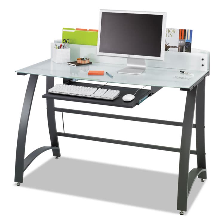 SAFCO PRODUCTS Xpressions 47" Computer Desk, 47" x 23" x 37", Frosted/Black (SAF1938TG) thumbnail 3