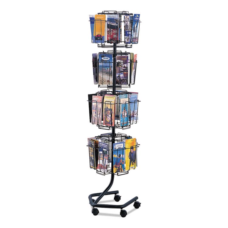 SAFCO PRODUCTS Wire Rotary Display Racks, 32 Compartments, 15w x 15d x 60h, Charcoal (SAF4128CH) thumbnail 2