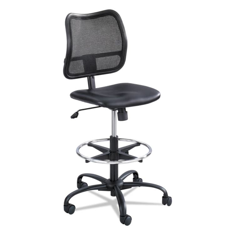 SAFCO PRODUCTS Vue Series Mesh Extended-Height Chair, Supports Up to 250 lb, 23" to 33" Seat Height, Black Vinyl Seat, Black Base (SAF3395BV)