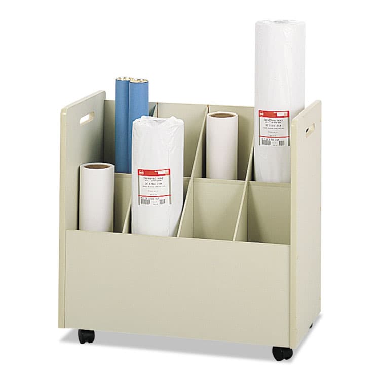 SAFCO PRODUCTS Laminate Mobile Roll Files, 8 Compartments, 30.13w x 15.75d x 29.25h, Putty (SAF3045) thumbnail 2