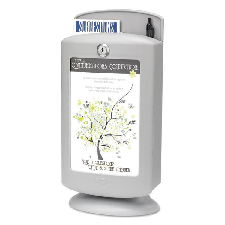 SAFCO PRODUCTS Customizable Plastic Suggestion Box, 7 x 5 x 14.5, Light Gray (SAF4233GR)